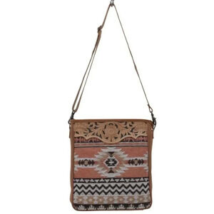 NWT Myra Bag Boho Tooled Leather & Canvas Shoulder Bag